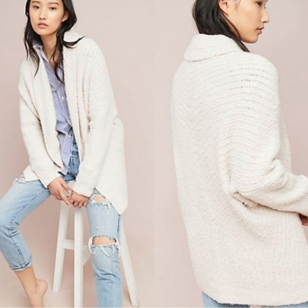 Anthropologie Sleeping on Snow Cream Merino Wool Alpaca Chunky Cardigan Small